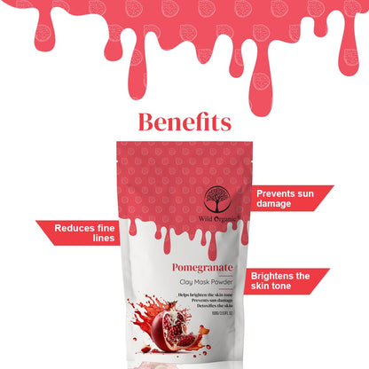 Wild Organic Pomegranate Clay Mask Powder - 100 gms