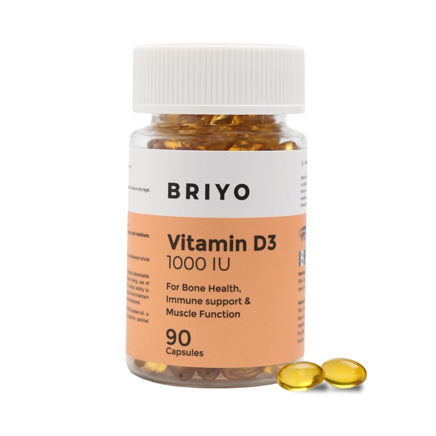 Briyo Vitamin D3 1000 IU-For Bone Health, Muscle Function And Immune Support Strength Immune System Softgel Better Energy For Healthy And Strong For Men/Women