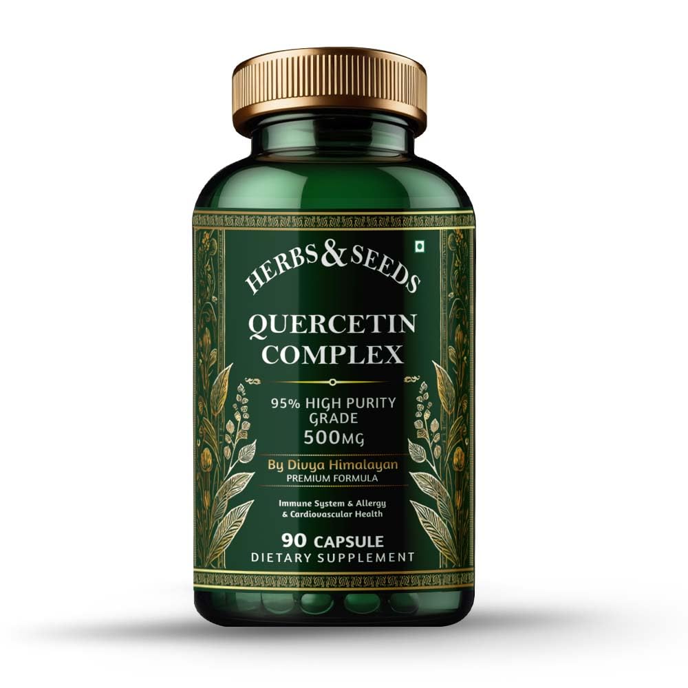 HERBS & SEEDS Quercetin Complex 500mg Supplement â€“ Vegan with Bioflavonoids for Immune, Respiratory & Heart Support â€“ Gluten, Dairy, Soy Free â€“ 60 Capsules