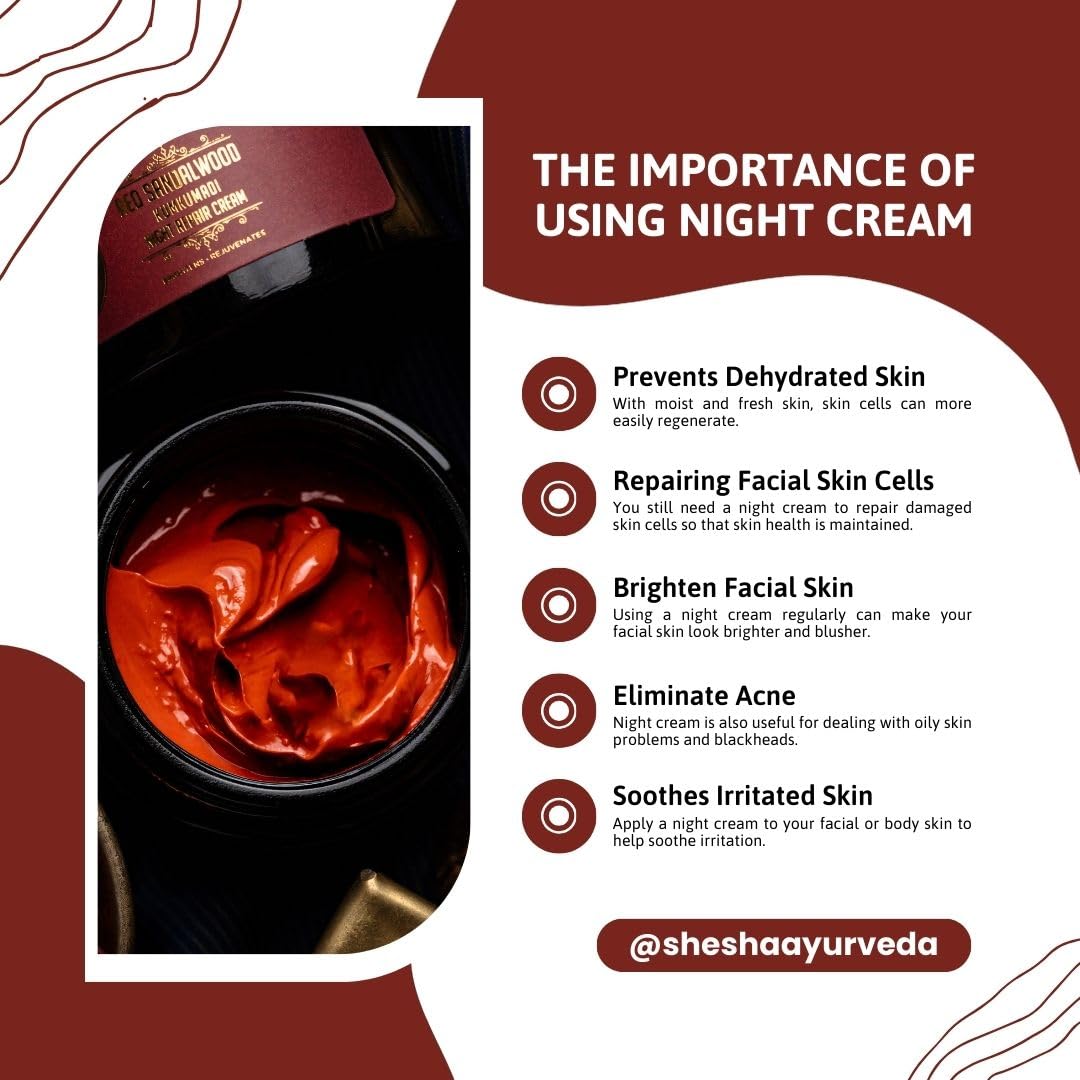 Shesha Naturals Red Sandalwood Kumkumadi & Night Repair Cream - 50 gms