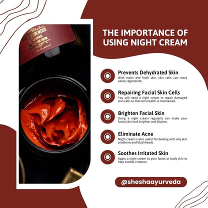 Shesha Naturals Red Sandalwood Kumkumadi & Night Repair Cream - 50 gms