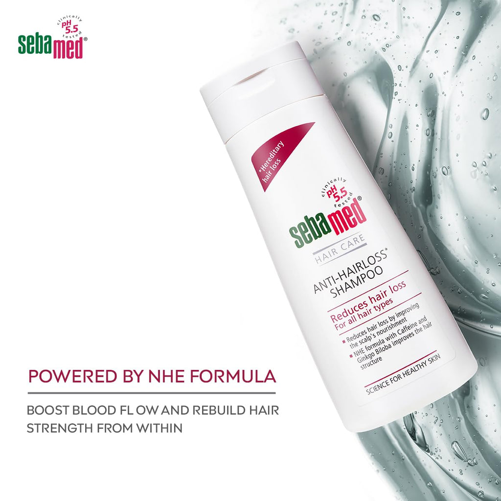Sebamed Anti Hairloss Shampoo 200 ml|pH 5.5|Reduces Hairloss|Caffeine & Gingko Biloba| Hairfall| men & women |phthalates SLS and parabens free l Soap free l Toxin free l Clinically proven l