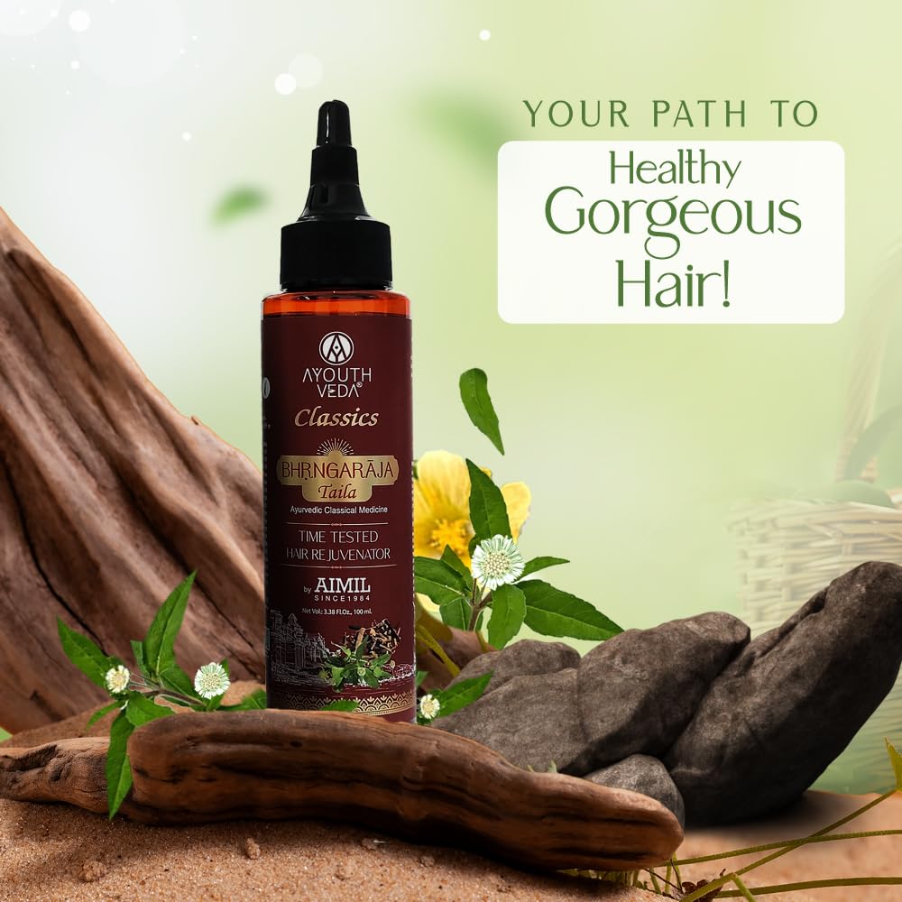 Ayouthveda Bhringraj Hair Oil for Hair Fall Control & Hair Rejuvenation | Helps Strengthen Roots & Promote Healthy Hair Growth | Enriched with Bhringraj & Manjistha | 100ml
