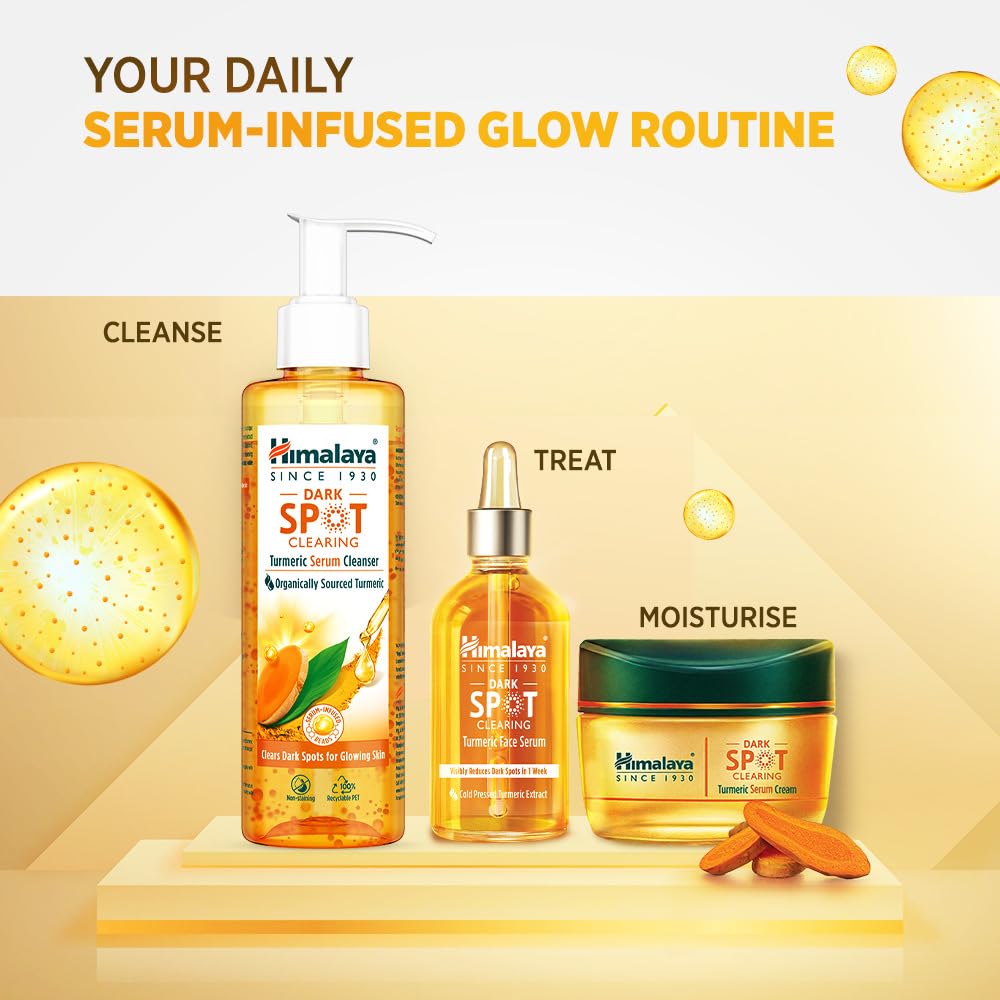 Himalaya Turmeric Serum Cleanser | Niacinamide + Vitamin E + Serum Infused Facewash| Clears dark spots for glowing skin | 180ml