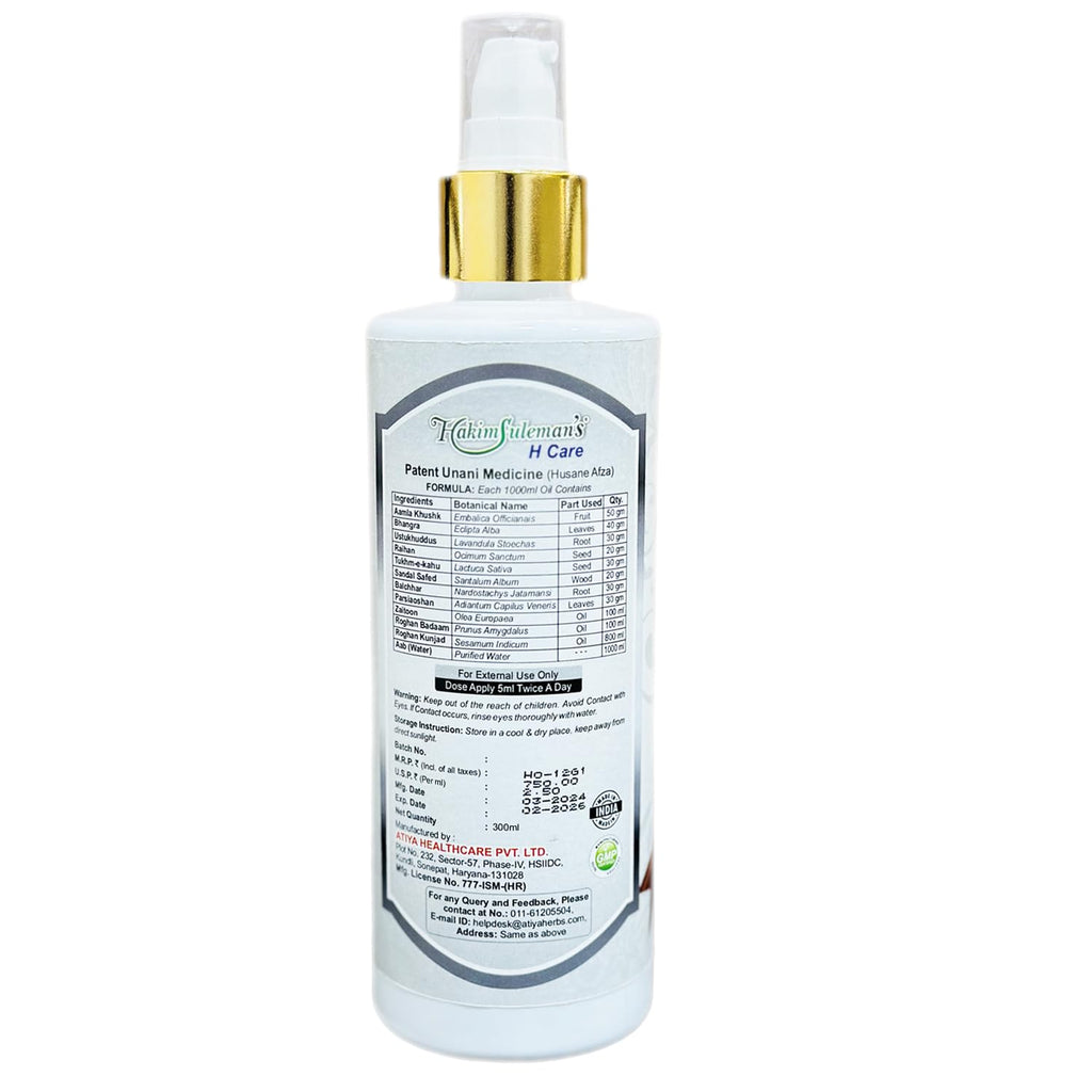 Hakim Suleman's Hair Oil For Men & Women | Hair Growth & Reduces Hair Fall Strengthens Hair | With Amla, Zaitoon,Roghan Badaam, Pack of 1 (300 Ml)