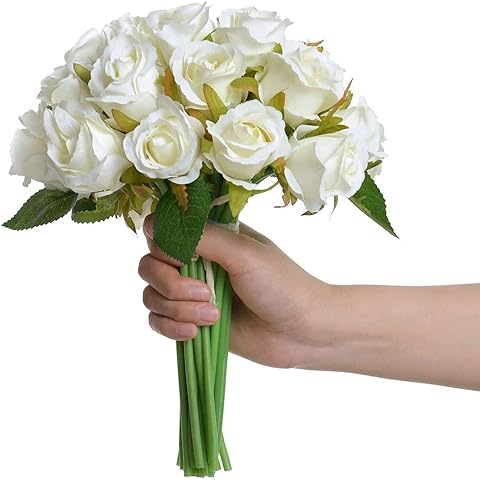 Artificial Multiflora Flower Roses Fake Sticks Bunch Decorative Without Vase Peach Fabric