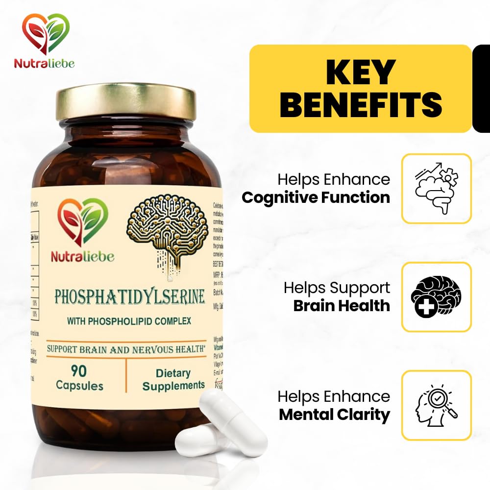 Nutraliebe Phosphatidylcholine & Phosphatidylserine Complex - Brain & Cognitive Support with Vitamin B12 & B6, 90 Capsules