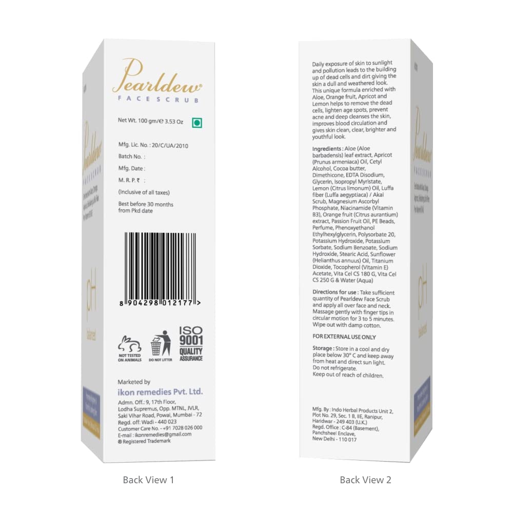 Pearldew Face Scrub Tan Removal Exfoliating Scrub - 100 Gms | Pack of 4