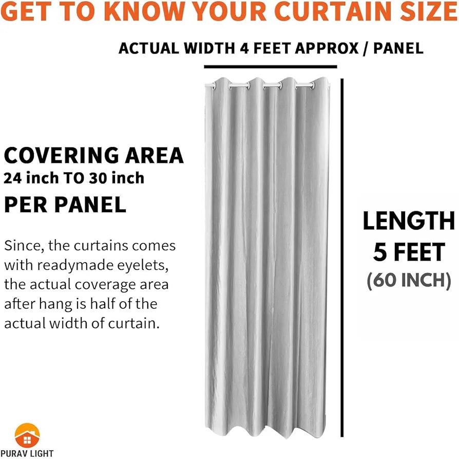 Purav Light Jacquard Window Curtain 5 Feet Long, Room Darkening