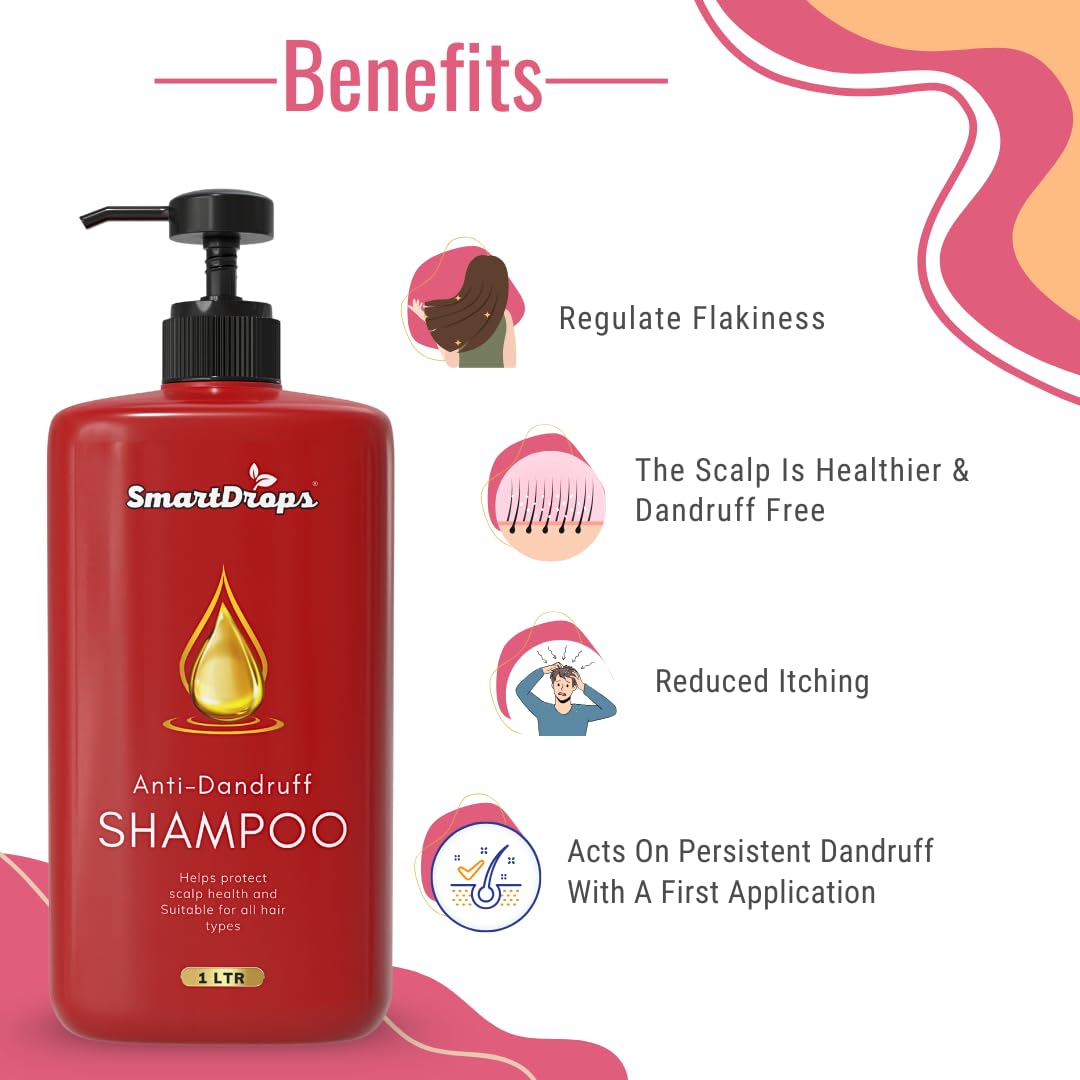 Smartdrops Keratin Shampoo | Smooth Scalp Shampoos | Shampoo 1 litre | Anti dandruff shampooo for women and men | Suitable for Regular Hair Wash and Scalp Care | Pack 1