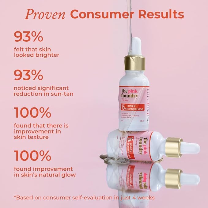 The Pink Foundry 15% Vitamin C Face Birghtening Serum for Glowing Skin - 30 Ml