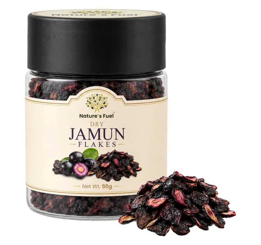 Nature's Fuel Dry Jamun Flakes 50g | 100% Natural Dry Black Plum (Jamun) Fruit Snack | No Added Sugar, No Preservatives