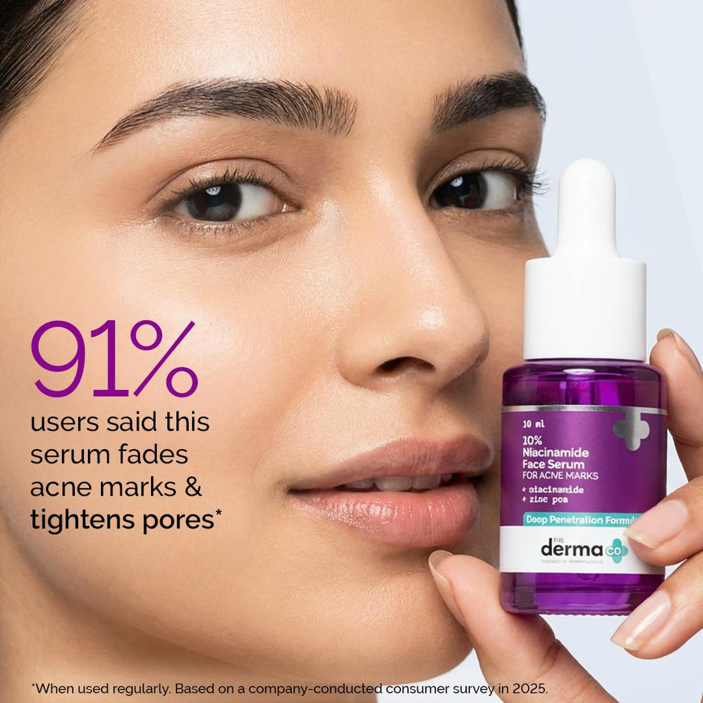 The Derma Co 10% Niacinamide Serum with 2% Zinc, Powered by Deep Penetration Formulaâ„¢ | Fades Acne Marks, Controls Oil & Reduces Dark Spots | 10 ml