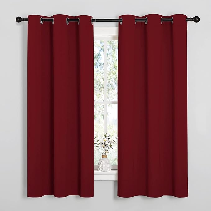 Loomlyfe Thermal Insulated Eyelet With 3 Layers Weaving Technology Superior 2 Piece Plain Solid Window Curtains | 5 Feet | Maroon