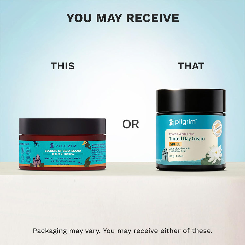 PILGRIM Korean White Lotus Face Cream with SPF 50 | White Lotus Day cream for women daily use | Face cream for dry skin, sensitive skin & oily skin | For Women and Men | 100g