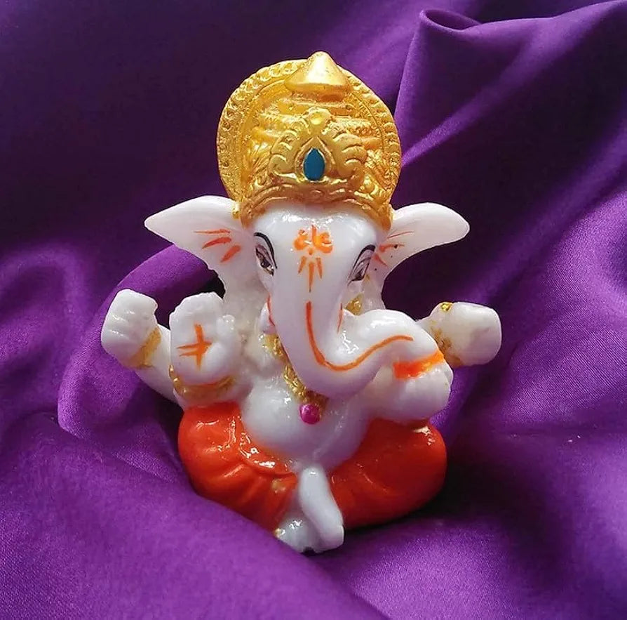 Nrson Polyresin Meditating Lord Ganesha Idols for Home Decor Car DashboardMulticolour