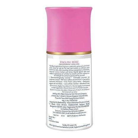 Yardley London English Rose Anti-Perspirant Deodorant Roll-On Body - 50 ml