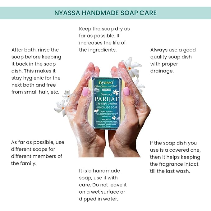 Nyassa Luxurious Parijat Handmade Natural Bathing Soap - 150 Gms