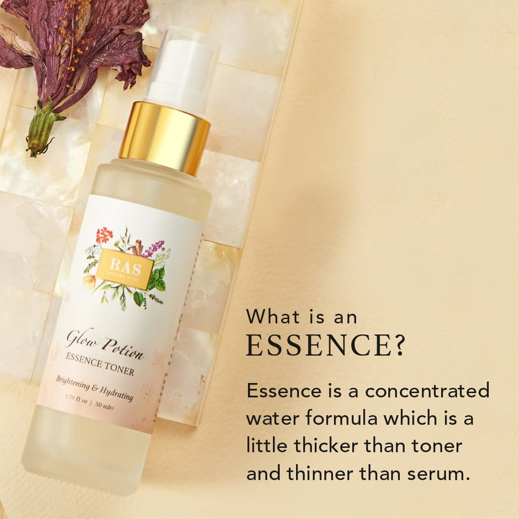 RAS Luxury Oils Glow Potion Essence Toner | Alcohol Free Face Mist | Hydrating & Plumping | With Hyaluronic Acid, Licorice & Niacinamide | Deeply, Soothes Redness & Inflammation | Evens Skin-tone | Vegan, 50ml