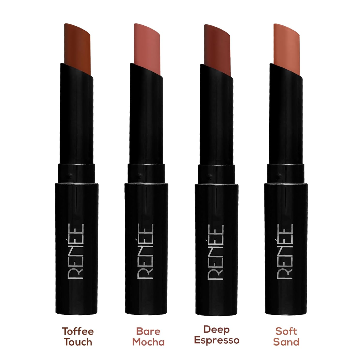 RENEE Very Matte Pack of 4 Matte Lipsticks - Nudes, Intense Color Pay Off, Full Coverage, Long Lasting & Weightless, Easy Glide Formula With Velvety Finish, Suitable for All Occasion & Gifting