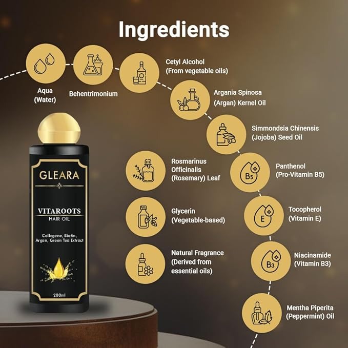 Gleara Vitaroots Hair Oil for Men & Women - 200 ml