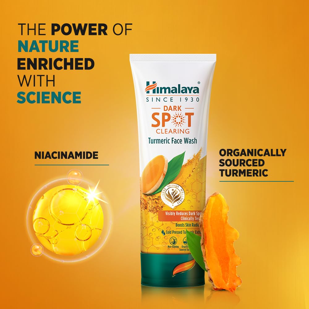 Himalaya Dark Spot Clearing Turmeric Face Wash | Reduce dark spots in 7 days | Organically sourced & Cold-pressed turmeric | 50ml