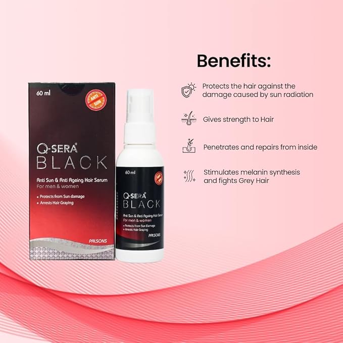 Qsera Black Anti Sun And Anti Ageing Hair Serum - 60 ml