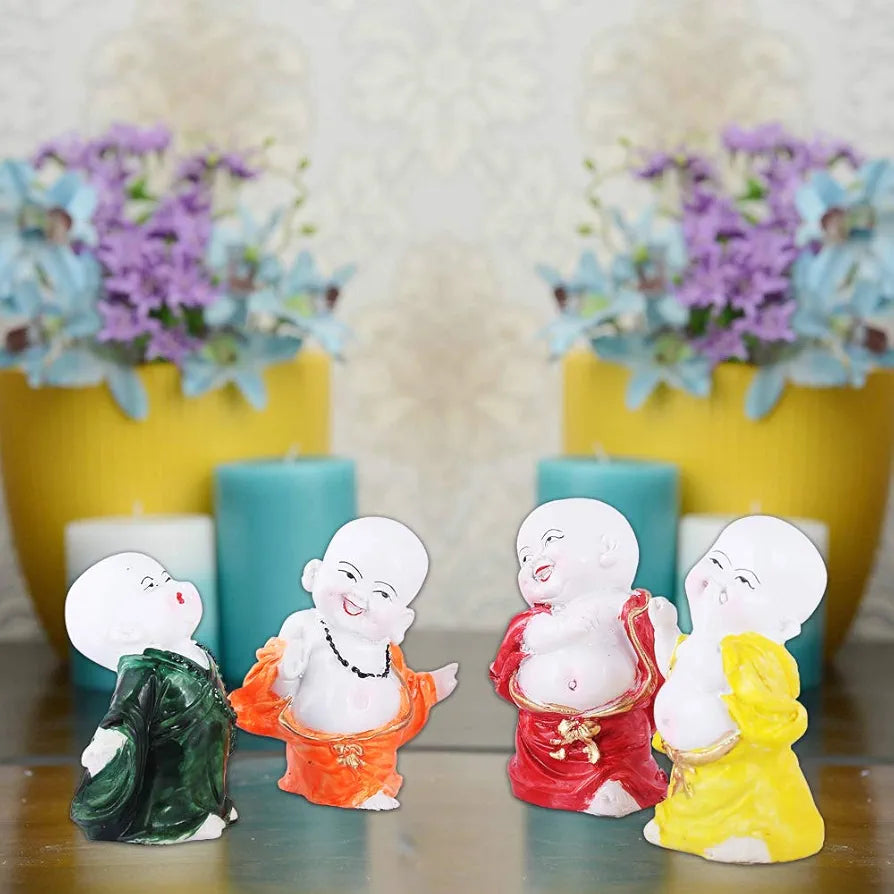 Mariner's Creation Polyresin Baby Laughing Buddha Showpiece Multicolour 4 Pieces
