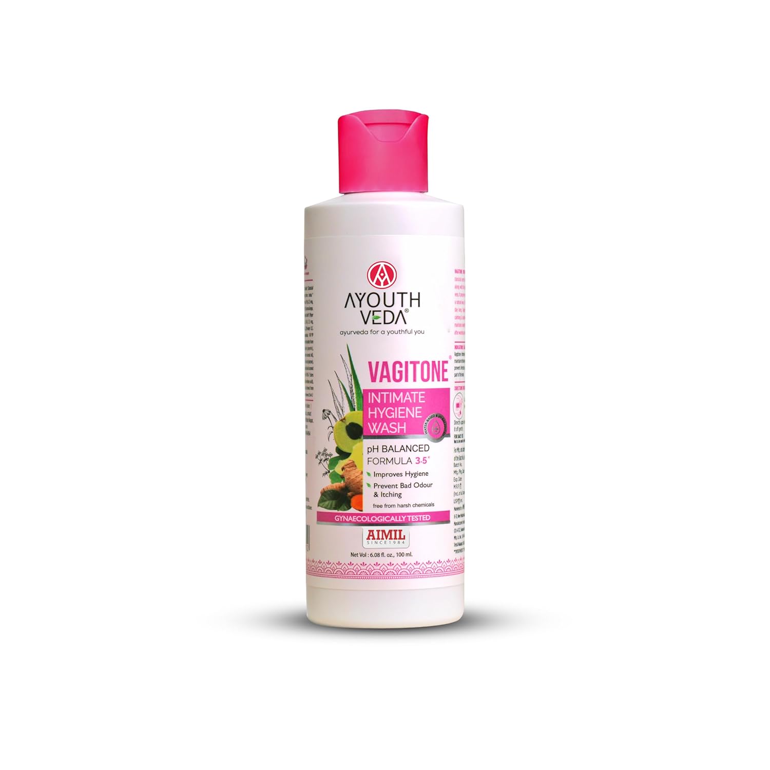 Ayouthveda Vagitone Intimate Hygiene Wash | Enriched With Aloe Vera, Amla & Green Tea | PH Balancing Formula, Prevents Dryness, Itchiness & Bad Odor | For Women (Pack Of 1-100ml)