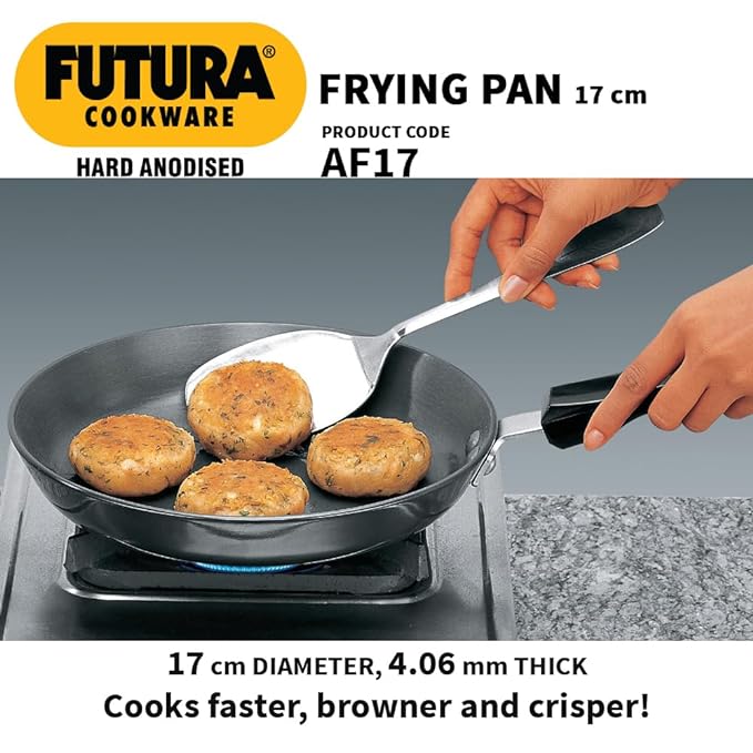 Hawkins Futura 17 cm Frying Pan, Hard Anodised Fry Pan, Small Frying Pan, Black