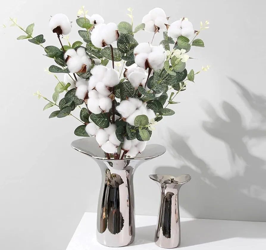 Artificial Fake Plant Flowers Pack of 3 Artificial Cotton Stems