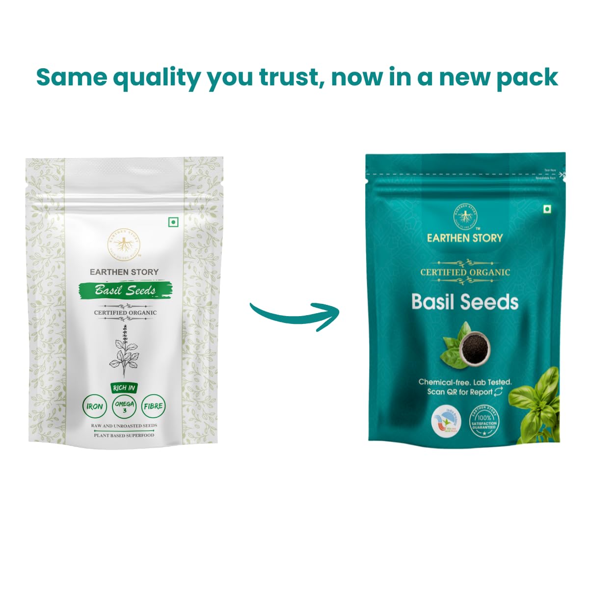 Earthen Story Organic Sabja Seeds 250g | Raw Basil Seeds | Rich in Omega-3, Fiber & Plant Protein | Gluten-Free Superfood for Digestion & Hydration