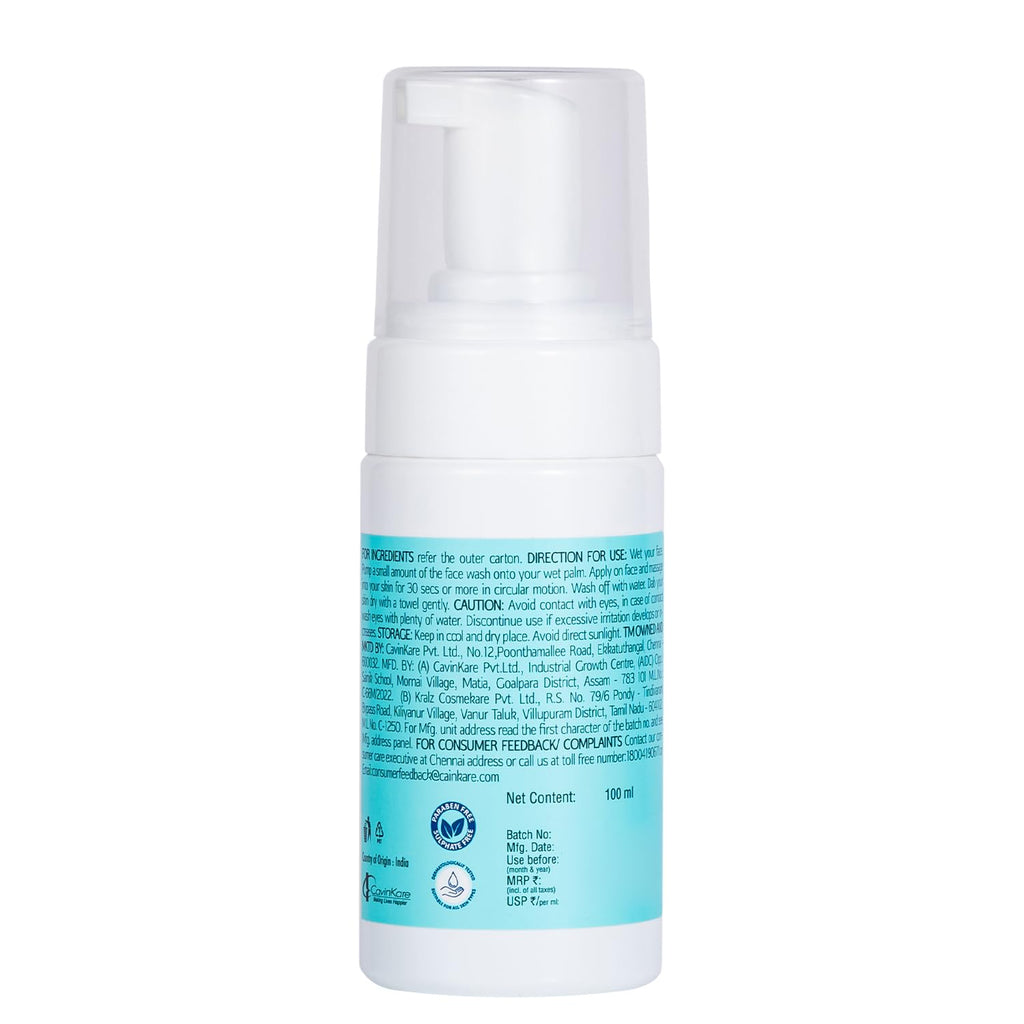 Raaga Professional Hydro Brilliance Face Cleansing Mousse with 2% Lactic Acid and Vitamin E | Paraben Free, Sulphate Free, Dermatologically Tested (100 ml)