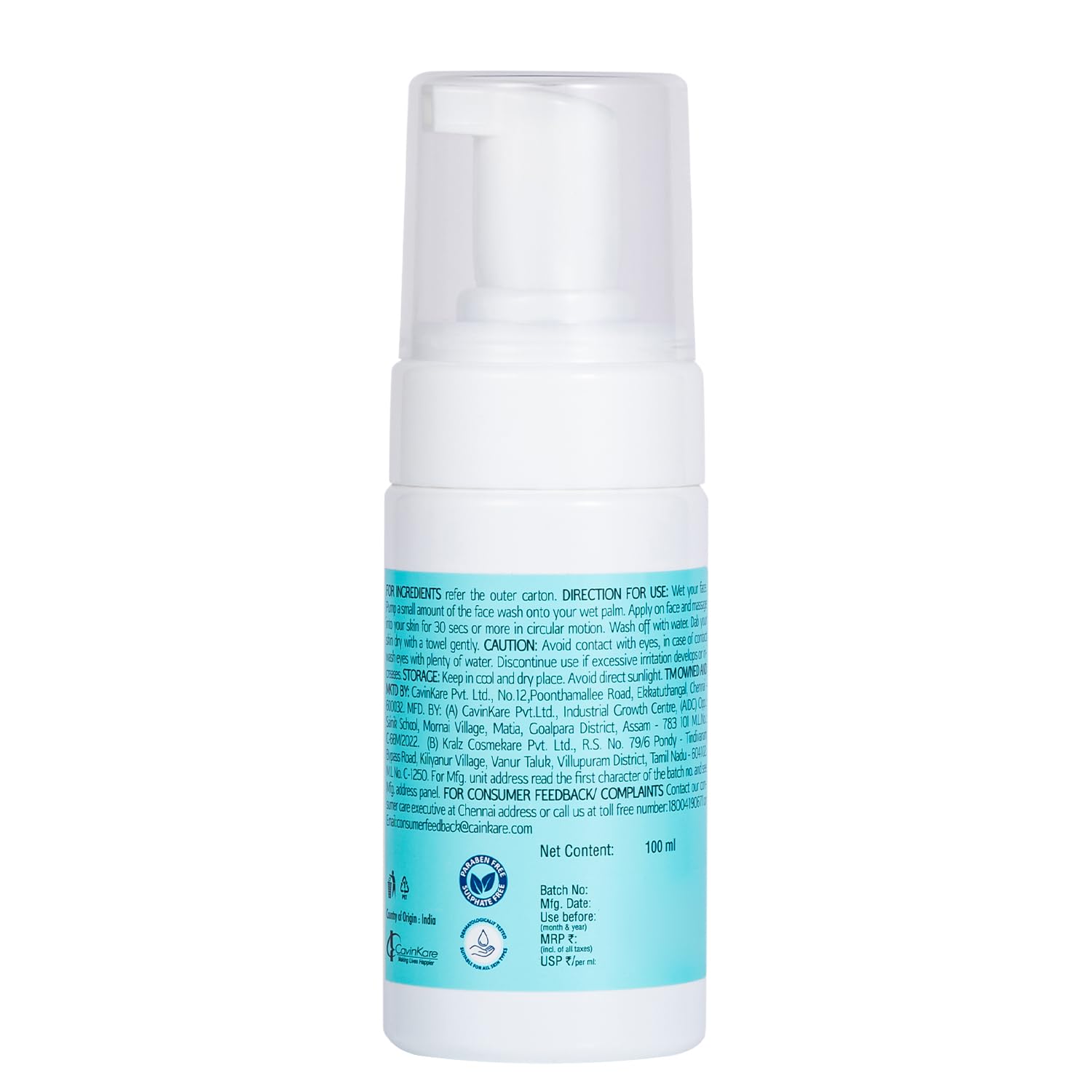Raaga Professional Hydro Brilliance Face Cleansing Mousse with 2% Lactic Acid and Vitamin E | Paraben Free, Sulphate Free, Dermatologically Tested (100 ml)