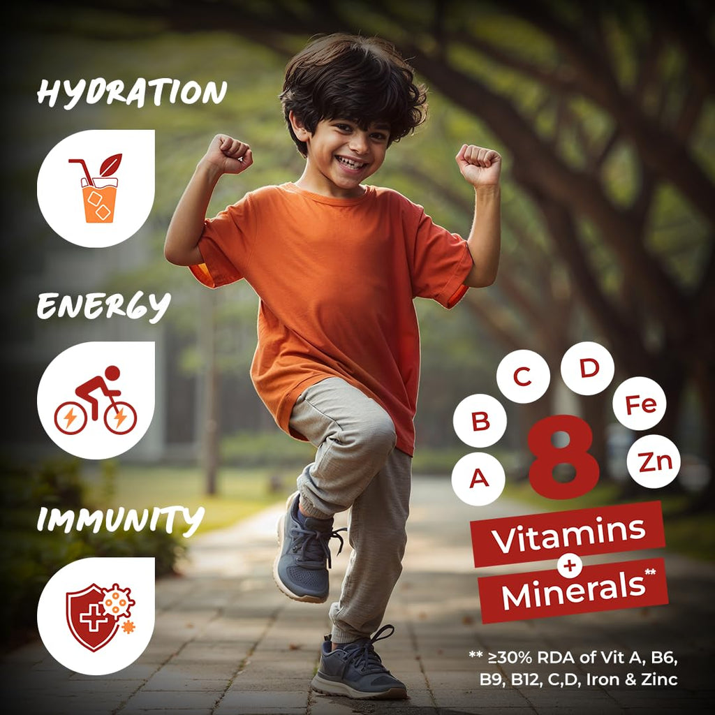 Good Monk Fruit Drink Mix (Natural Orange Powder), 50% Less Sugar with 8 Vitamins & Minerals (Vitamin B12, C, D, Iron & more) | Tasty, Healthy & Tangy Drink Mix for Hydration, Energy, Immunity, 10 Serves