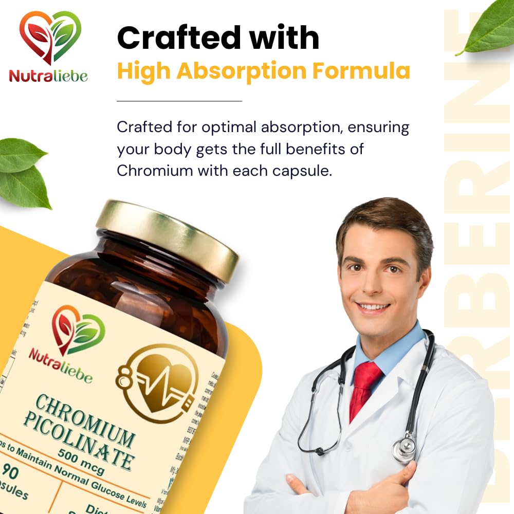 Nutraliebe Chromium Picolinate 400mcg- Optimal Blood Sugar Support, 90 Capsules