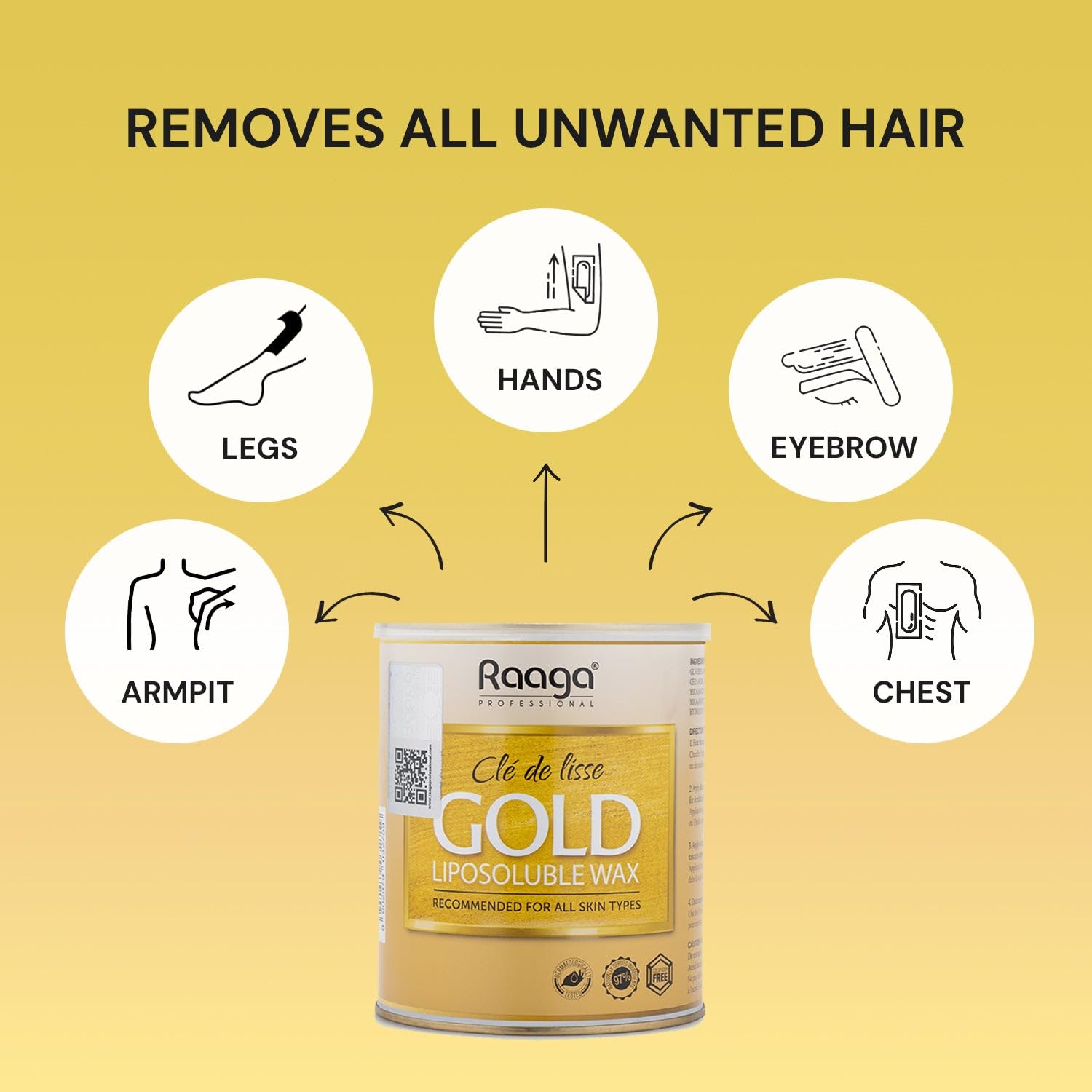 Raaga Professional Liposoluble Metallic Wax, Gold, 800 ml