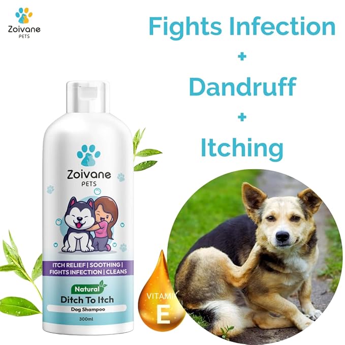 Zoivane Dog Shampoo | Ditch to Itch & Dog Anti Dandruff Shampoo 400 Ml | Pet Shampoo for Dogs | Pack of 1