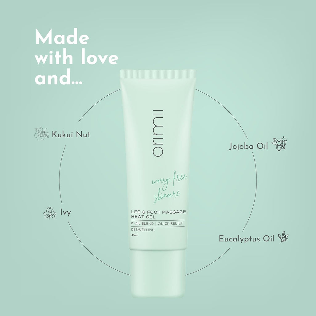 Orimii Leg & Foot Massage Gel For Pain Relief | Heals Swollen Ankles, Leg & Joint Pain | Foot & Leg Pain Relief Product for Pregnant Women | Unique Gel Balm Texture for Quick Absorption (45ml)