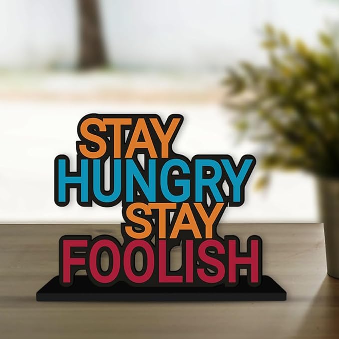 Artvibes Wooden Idols and Figurine Stay Hungry Stay Foolish Inspirational Quotes Table Decor for Office Desk