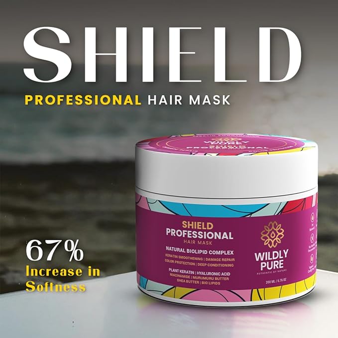 Wildly Pure Professional Natural Keratin Hair Spa Mask| 7 Days of Deep Conditioning - 200 Ml | Shield