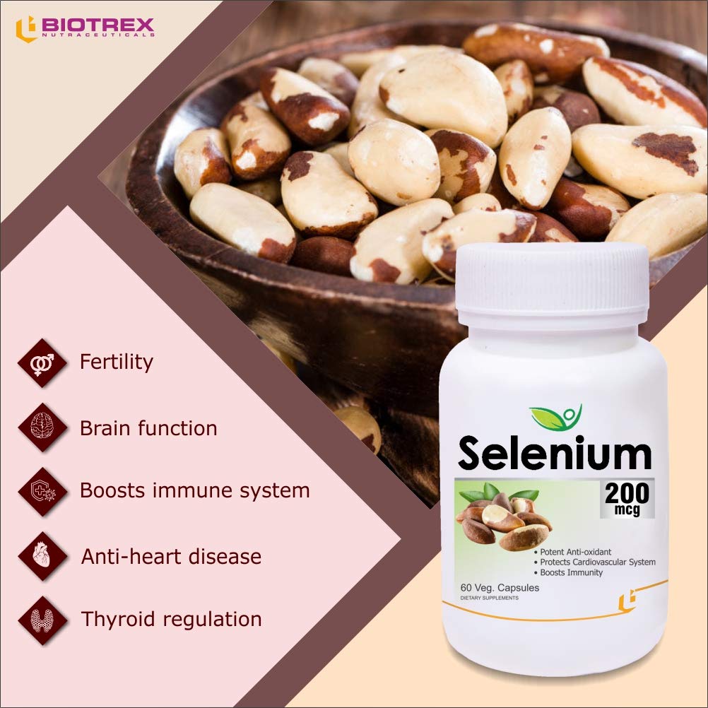 Biotrex Nutraceuticals Selenium 200 (mcg) for Immune System, Thyroid, Prostate and Heart Health | 60 Vegetarian Capsules
