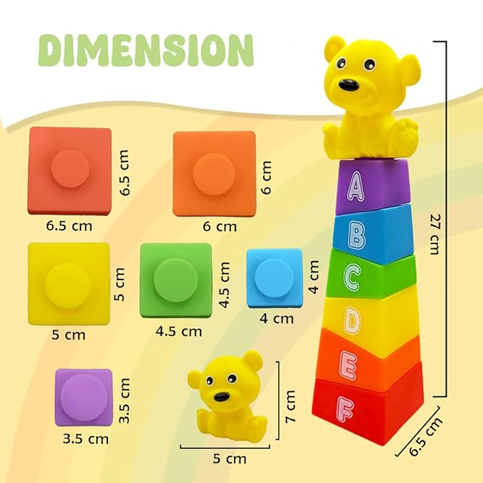 Wembley Stacking Toys for Kids Baby Soft Colorful Activity 6 Blocks Multicolor