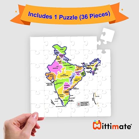 Mittimate Map of India Jigsaw Puzzle Game for Kids Age 4 to 6 Old 36 Pieces Puzzle Toy