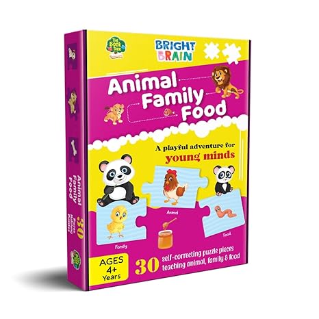 The Book Tree Animals Family Food Puzzle - 20+ Piece Jigsaw Puzzle for Preschoolers Educational Toy