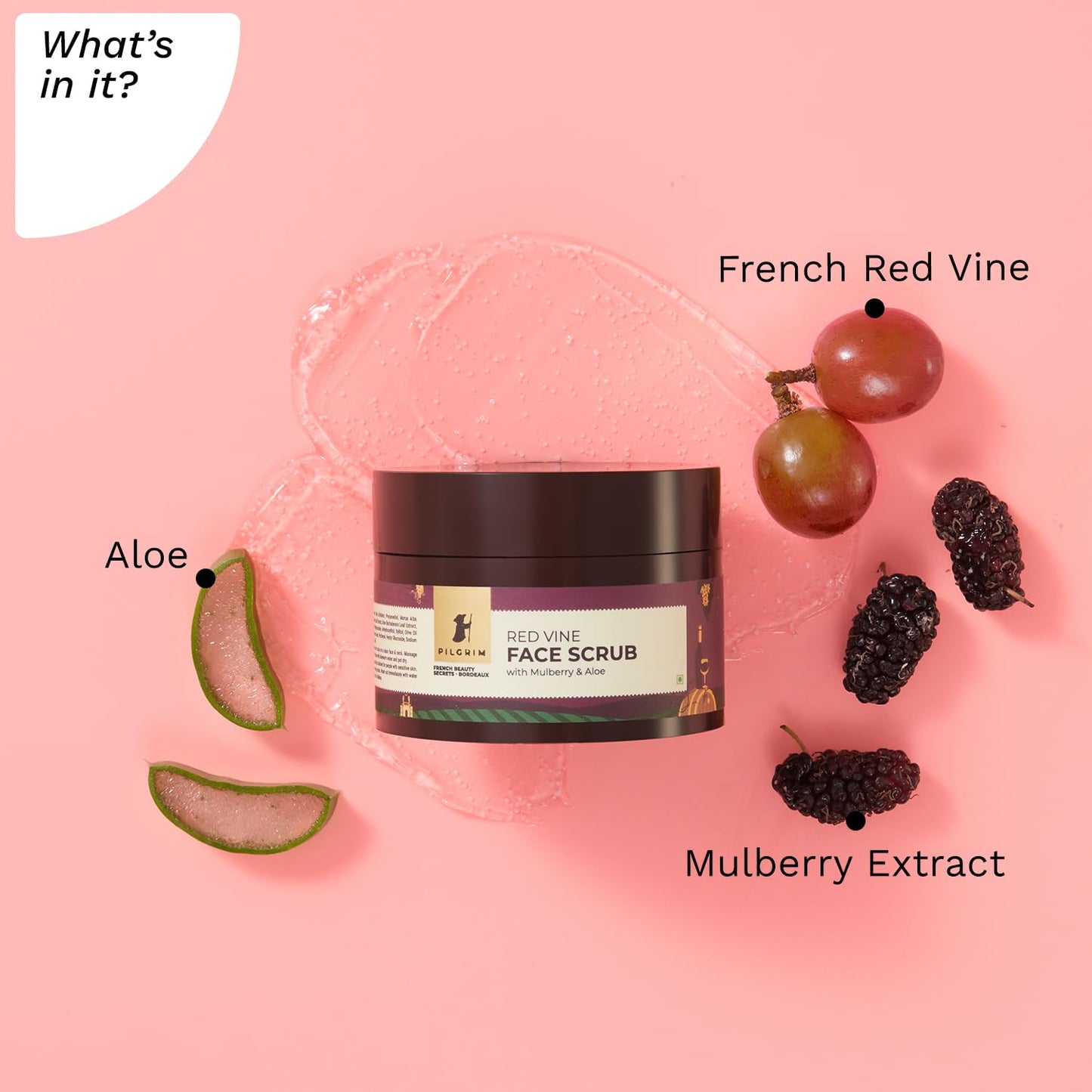 Pilgrim Red Vine Face Scrub with Mulberry & Aloe -50gm