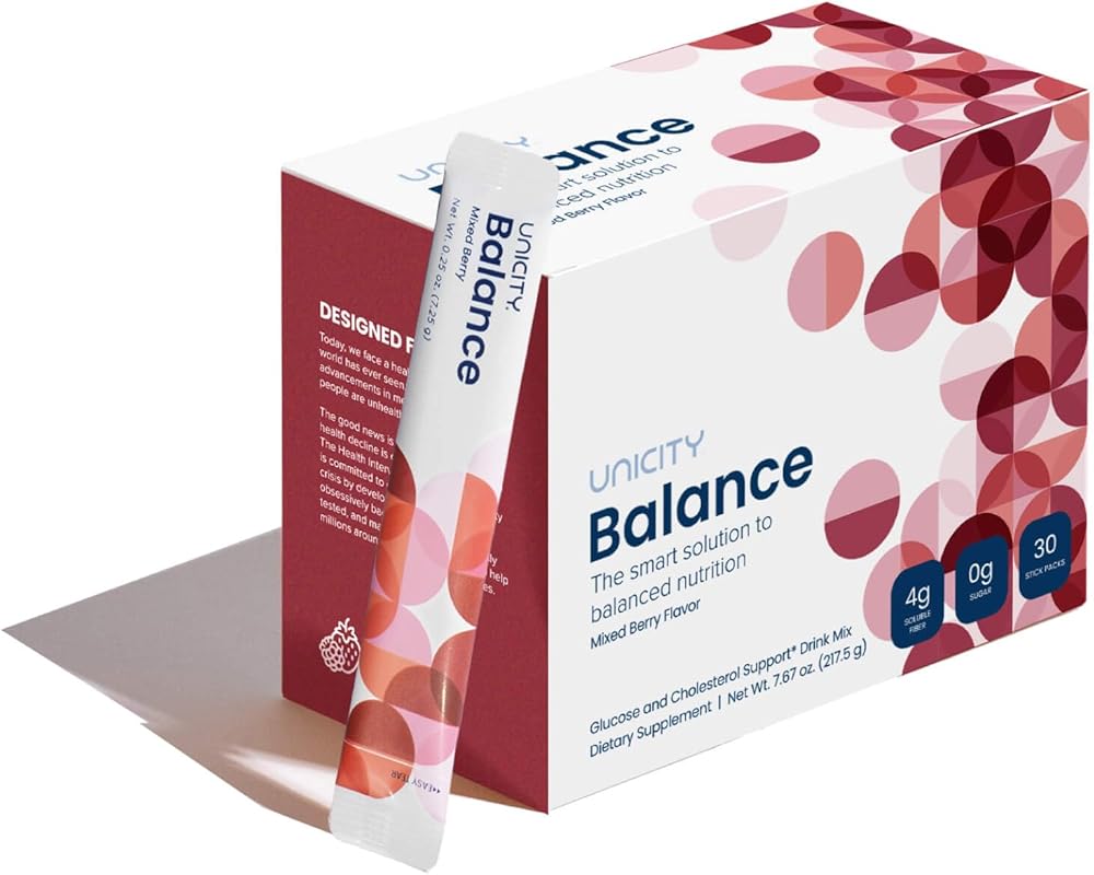 Unicity Balance Glucose & Cholesterol Support Drink Mix – Mixed Berry (30 Stick Packs)