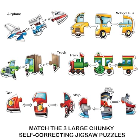 Toykraftt Toddler 3 Piece Puzzles For Boys And Girls Age Of 2 To 3 Years Old Educational Jigsaw