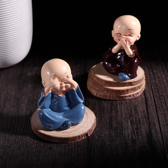 Tied Ribbons Resin Buddha Monk Statues Small Multicolour Set of 4