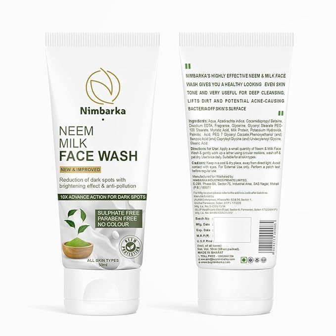 Nimbarka Neem Milk Face Wash for Dark Spot Reduction & Brightening Effect - 50 ml